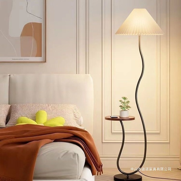 Cream Style Pleated Coffee Table Floor Lamp